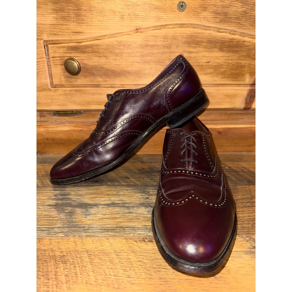 Allen Edmonds Mens McAllister Wingtip Oxford Shoes Burgundy Leather 10.5 B 6205